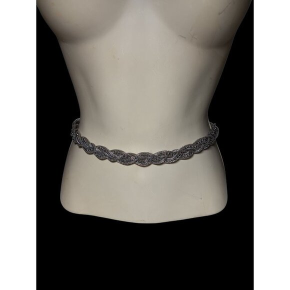 Belt Silver-Tone Mesh Braided with Silver Balls Waist Jewelry 38\